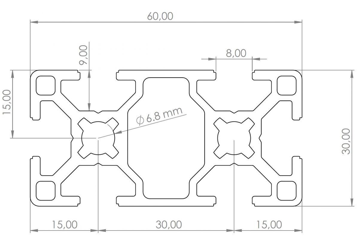 Aluminium slot profile 3060 | Aluxprofile.com